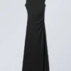 Cupro Maxi Drape Dress – Black Cupro Maxi Drape Dress – Black
