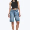 Curve High Waisted Wide Leg Denim Shorts – Blue Horses – Medium Blue