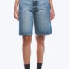 Curve High Waisted Wide Leg Denim Shorts – Blue Horses – Medium Blue