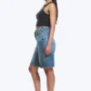 Curve High Waisted Wide Leg Denim Shorts – Blue Horses – Medium Blue