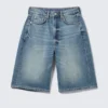 Curve High Waisted Wide Leg Denim Shorts – Blue Horses – Medium Blue