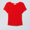 Curved Hem Fitted Modal T-Shirt – Red Curved Hem Fitted Modal T-Shirt – Red