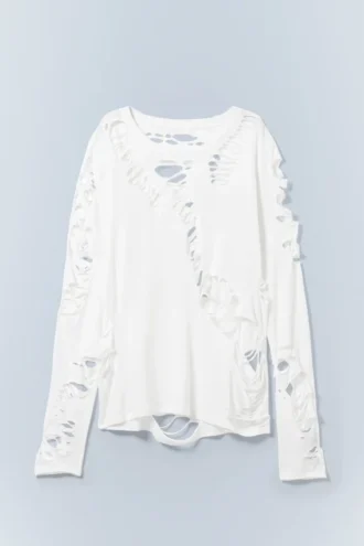 Cut-Out Long Sleeve T-Shirt – Off-White | Cheap Monday Gb