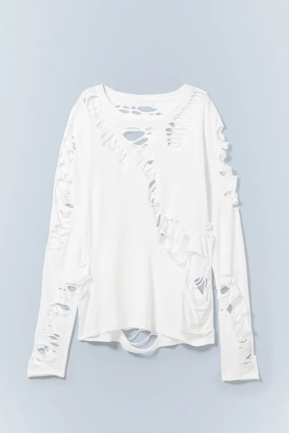 Cut-Out Long Sleeve T-Shirt – Off-White | Cheap Monday Gb Cut-Out Long Sleeve T-Shirt – Off-White | Cheap Monday Gb