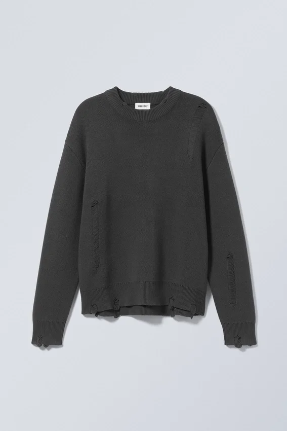 Daniel Relaxed Distressed Sweater – Dark Grey Daniel Relaxed Distressed Sweater – Dark Grey