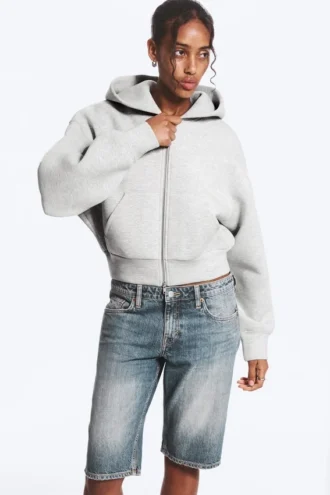 Danni Scuba Zip Hoodie – Grey Melange