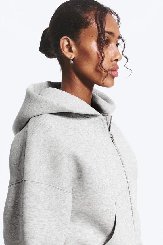 Danni Scuba Zip Hoodie – Grey Melange Danni Scuba Zip Hoodie – Grey Melange
