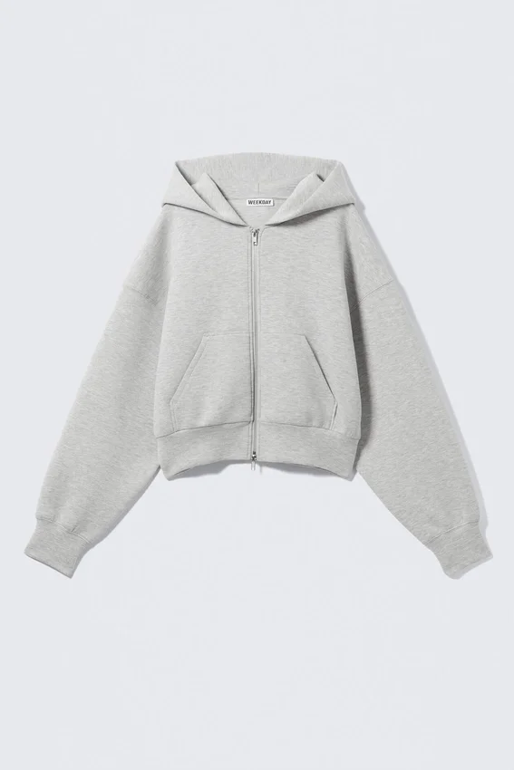 Danni Scuba Zip Hoodie – Grey Melange Danni Scuba Zip Hoodie – Grey Melange