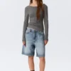 Deep Back Long-Sleeved Top – Grey Deep Back Long-Sleeved Top – Grey