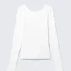Deep Back Long-Sleeved Top – White Deep Back Long-Sleeved Top – White