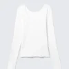 Deep Back Long-Sleeved Top – White Deep Back Long-Sleeved Top – White