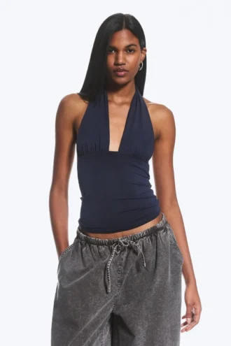 Deep Halterneck Top – Dark Blue