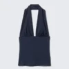 Deep Halterneck Top – Dark Blue