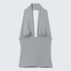 Deep Halterneck Top – Dusty Grey Deep Halterneck Top – Dusty Grey