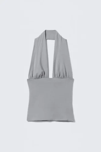 Deep Halterneck Top – Dusty Grey