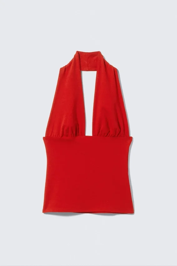 Deep Halterneck Top – Red Deep Halterneck Top – Red