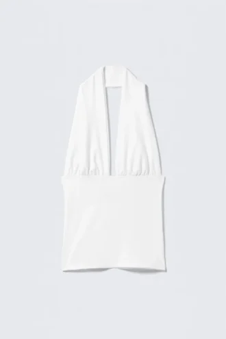 Deep Halterneck Top – White