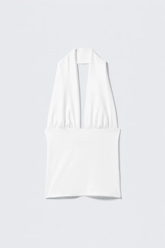 Deep Halterneck Top – White Deep Halterneck Top – White