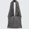 Deep Shimmer Halterneck Top – Dark Grey Shimmer Deep Shimmer Halterneck Top – Dark Grey Shimmer