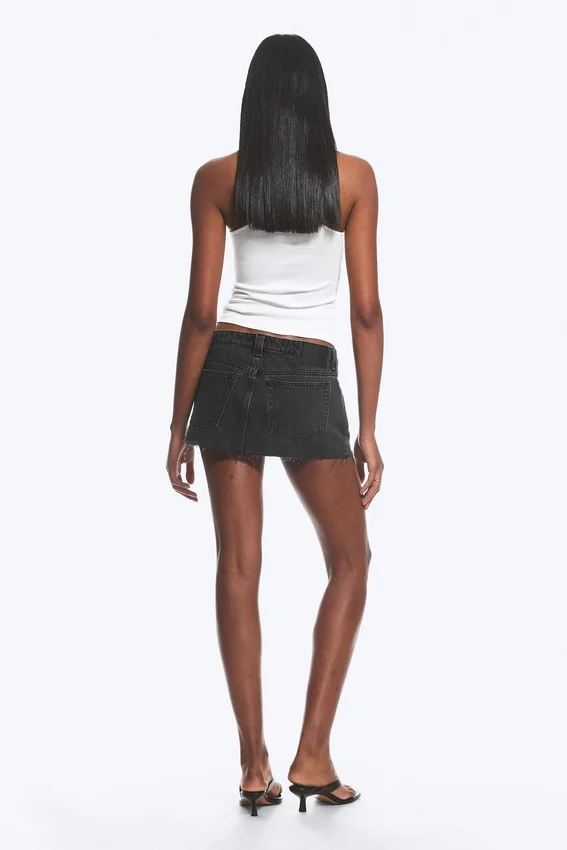 Denim Mini Skirt – Elegie Black – Black Denim Mini Skirt – Elegie Black – Black