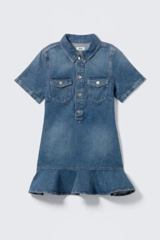Denim Tunic Mini Dress – Sunset Blue – Dark Blue