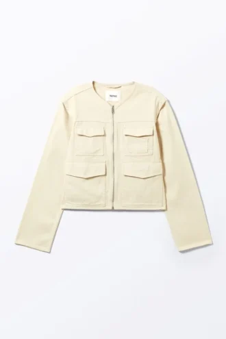 Detachable Sleeve Cotton Jacket – Light Dusty Beige