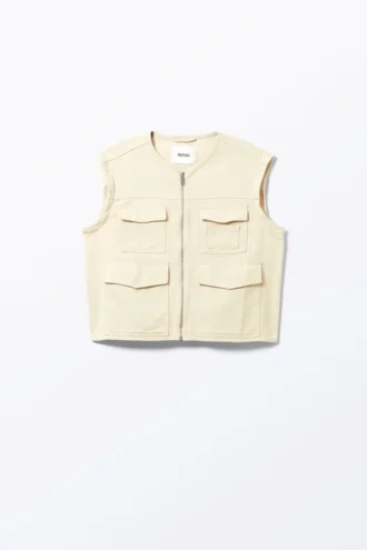 Detachable Sleeve Cotton Jacket – Light Dusty Beige