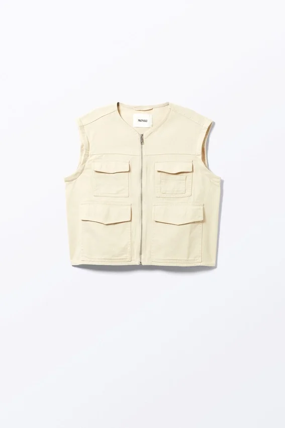 Detachable Sleeve Cotton Jacket – Light Dusty Beige Detachable Sleeve Cotton Jacket – Light Dusty Beige
