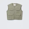 Detachable Sleeve Cotton Jacket – Light Dusty Khaki Green Detachable Sleeve Cotton Jacket – Light Dusty Khaki Green