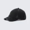 Distressed Cotton Canvas Baseball Cap – Cropped Black Distressed Cotton Canvas Baseball Cap – Cropped Black