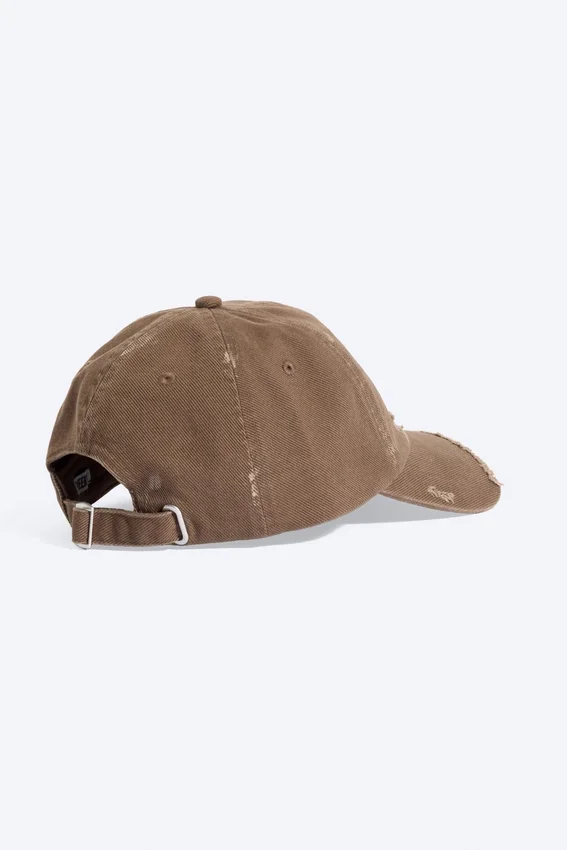 Distressed Cotton Canvas Baseball Cap – Distressed Light Brown Distressed Cotton Canvas Baseball Cap – Distressed Light Brown