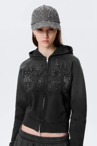 Distressed Cotton Canvas Baseball Cap – Embroidered Washed Black