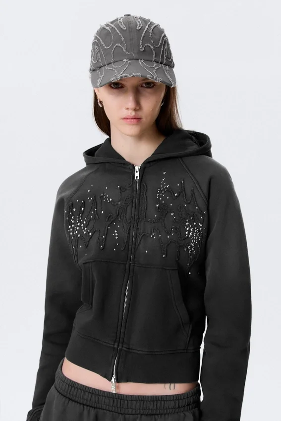 Distressed Cotton Canvas Baseball Cap – Embroidered Washed Black Distressed Cotton Canvas Baseball Cap – Embroidered Washed Black