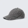 Distressed Cotton Canvas Baseball Cap – Embroidered Washed Black Distressed Cotton Canvas Baseball Cap – Embroidered Washed Black