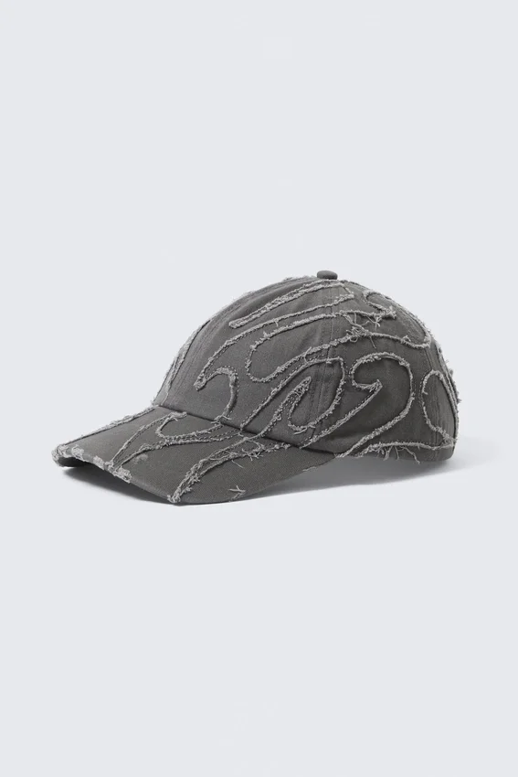 Distressed Cotton Canvas Baseball Cap – Embroidered Washed Black Distressed Cotton Canvas Baseball Cap – Embroidered Washed Black