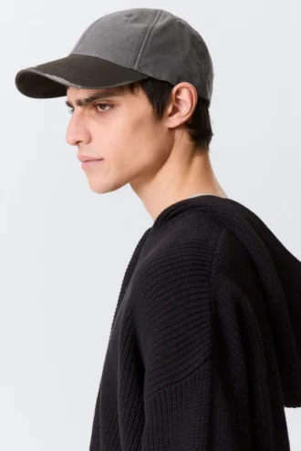 Distressed Cotton Canvas Baseball Cap – Grey – Trashed Camo