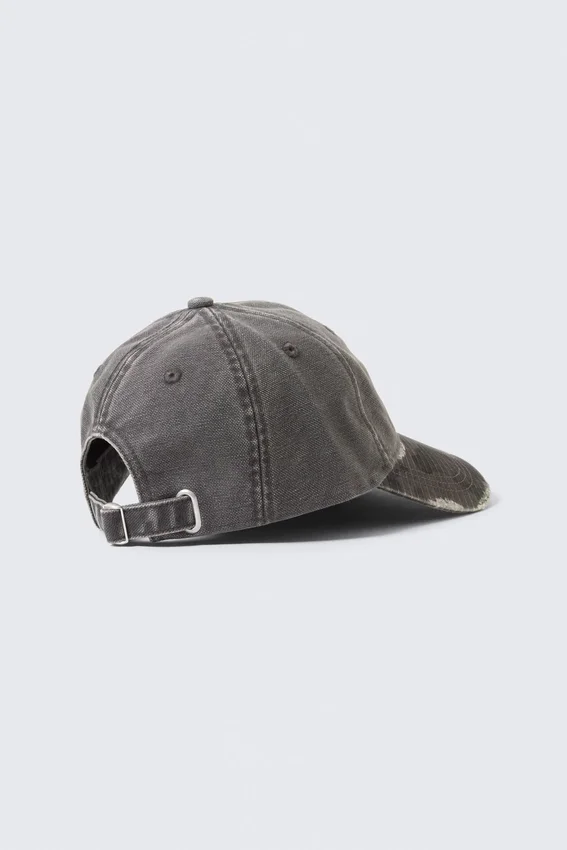 Distressed Cotton Canvas Baseball Cap – Grey – Trashed Camo Distressed Cotton Canvas Baseball Cap – Grey – Trashed Camo