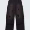 Distressed Cotton Terry Sweatpants – Dark Blue Distressed Cotton Terry Sweatpants – Dark Blue