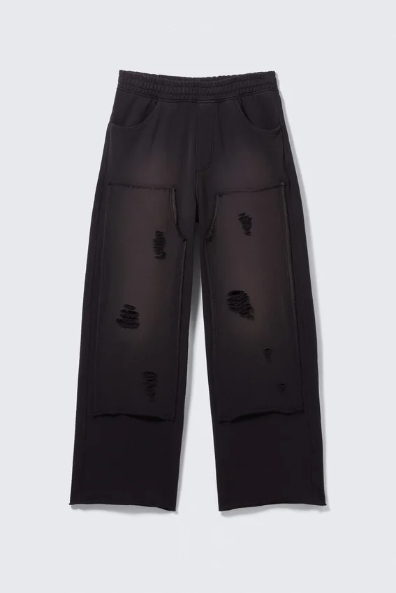 Distressed Cotton Terry Sweatpants – Dark Blue Distressed Cotton Terry Sweatpants – Dark Blue