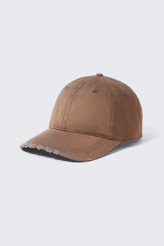 Distressed Cotton Twill Baseball Cap – Washed Brown Distressed Cotton Twill Baseball Cap – Washed Brown