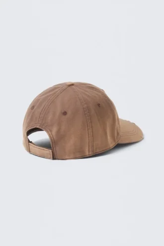 Distressed Cotton Twill Baseball Cap – Washed Brown