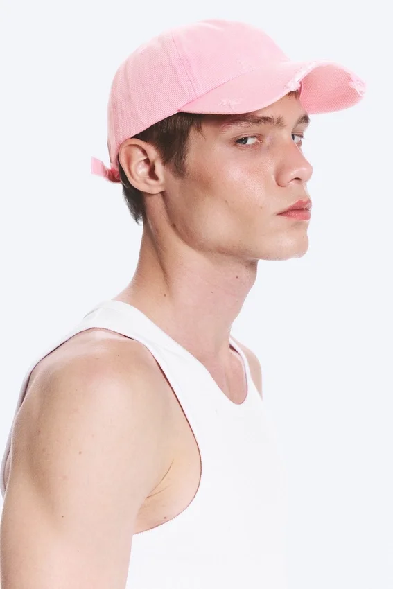 Distressed Cropped Cap – Light Pink Distressed Cropped Cap – Light Pink