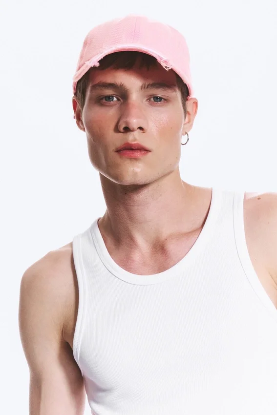 Distressed Cropped Cap – Light Pink Distressed Cropped Cap – Light Pink