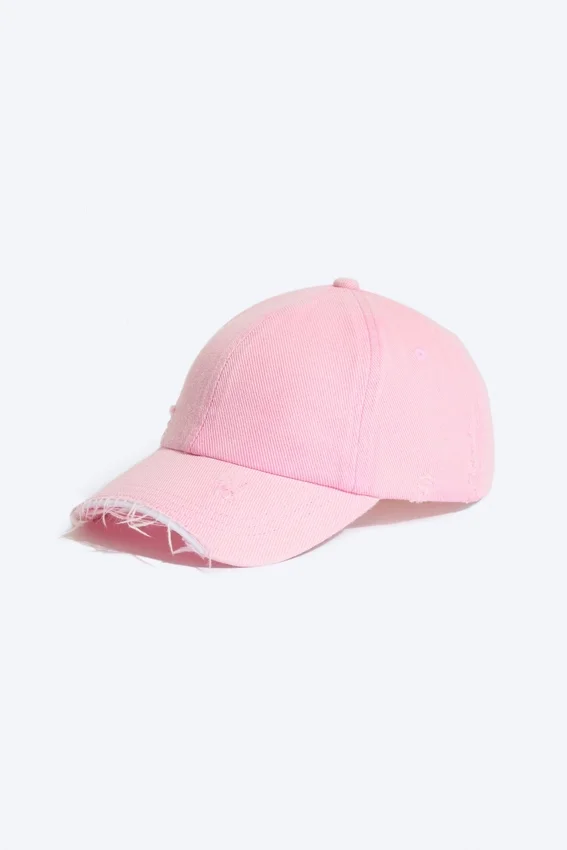 Distressed Cropped Cap – Light Pink Distressed Cropped Cap – Light Pink