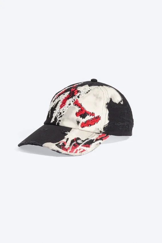 Distressed Embroidered Baseball Cap – Black Distressed Embroidered Baseball Cap – Black