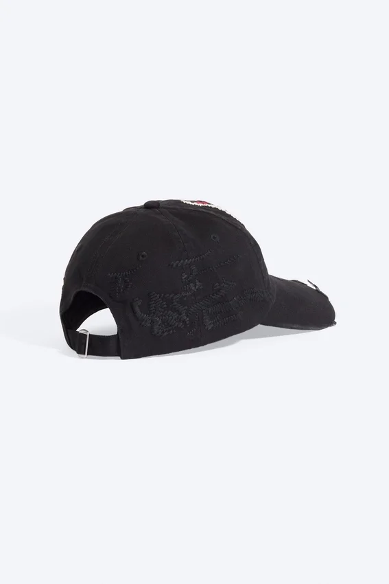 Distressed Embroidered Baseball Cap – Black Distressed Embroidered Baseball Cap – Black