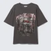 Distressed Printed Short-Sleeved T-Shirt – Dark Grey – Rock ‘N’ Roll Distressed Printed Short-Sleeved T-Shirt – Dark Grey – Rock ‘N’ Roll