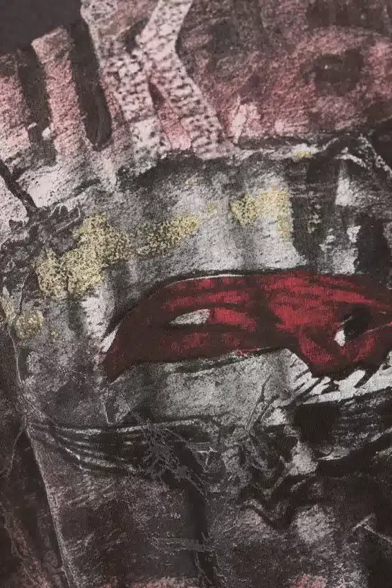 Distressed Printed Short-Sleeved T-Shirt – Dark Grey – Rock ‘N’ Roll Distressed Printed Short-Sleeved T-Shirt – Dark Grey – Rock ‘N’ Roll