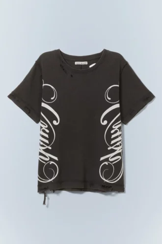 Distressed Printed T-Shirt – Washed Black | Cheap Monday Gb