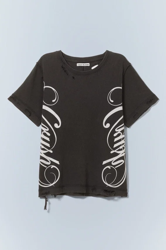 Distressed Printed T-Shirt – Washed Black | Cheap Monday Gb Distressed Printed T-Shirt – Washed Black | Cheap Monday Gb